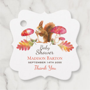 Squirrel Woodland Autumn Watercolor Baby Shower Favour Tags