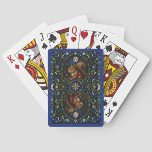 Squirrel, Woodland Grove Stained Glass Playing Cards