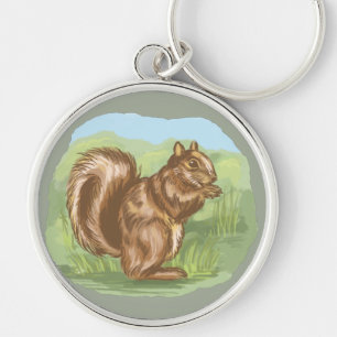 Squirrel Woodland Life Cartoon Design Key Ring