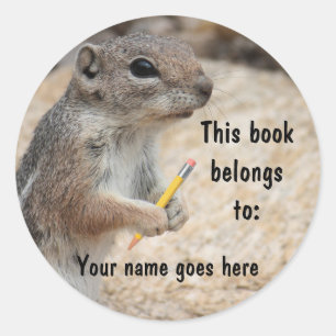 Squirrel Writer Bookplate Sticker