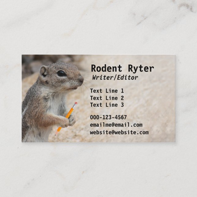 Squirrel Writer Business Card Template (Front)