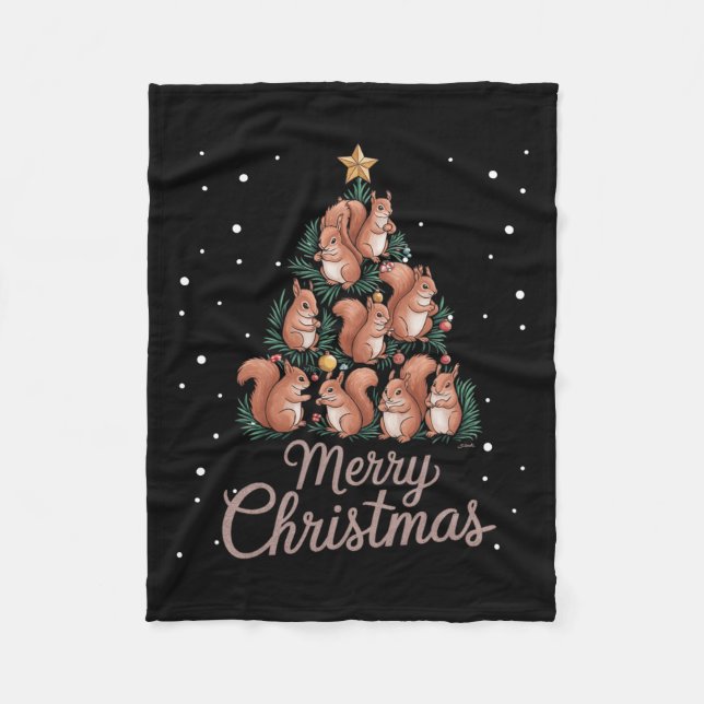 Squirrel Xmas Tree Squirrel Christmas Tree 1  Fleece Blanket (Front)