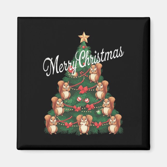 Squirrel Xmas Tree Squirrel Christmas Tree  Magnet (Front)
