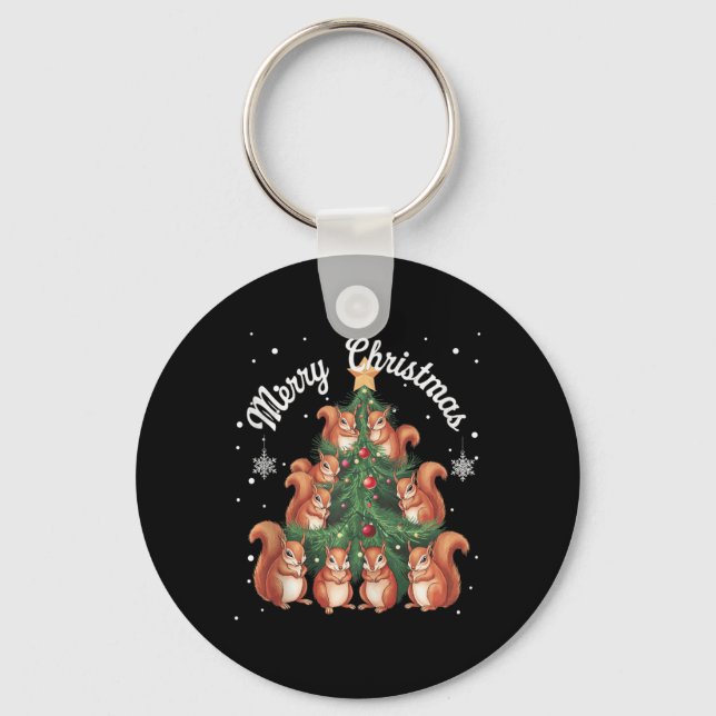 Squirrel Xmas Tree Squirrel Christmas Tree Tank To Key Ring (Front)