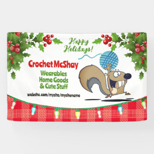 Squirrel yarn crochet knitting craft show display banner