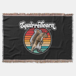 Squirrelicorn - funny, vintage squirrel unicorn throw blanket
