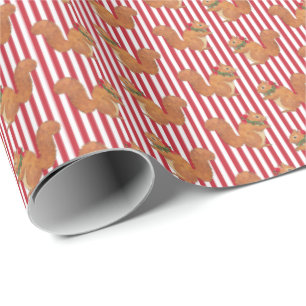 Squirrels and Stripes Holiday Wrapping Paper