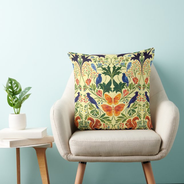 Squirrels Birds & Butterflies Pattern Cushion (Chair)
