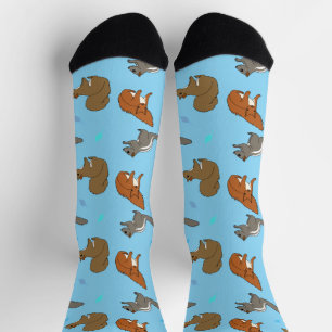 Squirrels Blue Socks
