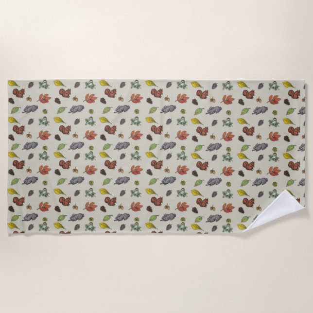 Squirrels, Bunnies and Birds Beach Towel (Front)