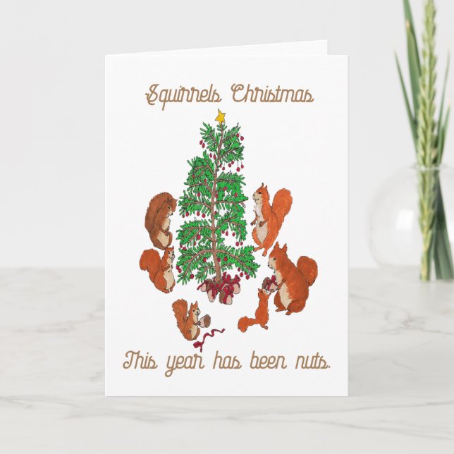 Squirrels Christmas Holiday Card (Front)
