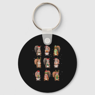 Squirrels Christmas Lights Decor Funny Squirrel Lo Key Ring