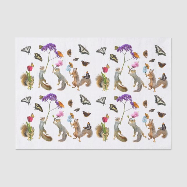 Squirrels, Flowers and Butterflies Tissue Paper (Front)