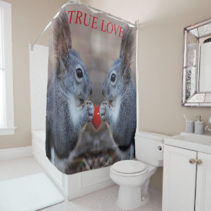 Squirrels in love shower curtain