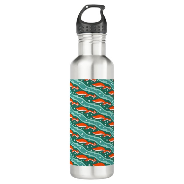 Squirrels jumping in the snow on a Christmas tree 710 Ml Water Bottle (Front)