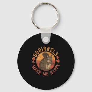 Squirrels Make Me Happy - Vintage Squirrel  Key Ring