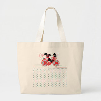 Squirrels on a Bicycle Jumbo Tote - Black/Blue/Red