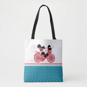 Squirrels on a Bicycle Tote Bag