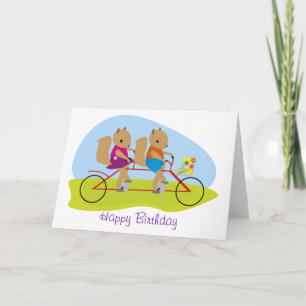 Squirrels on a Tandem Bike Birthday Card