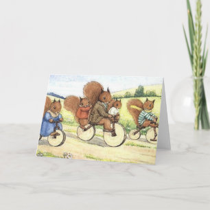 Squirrels on Bikes Card
