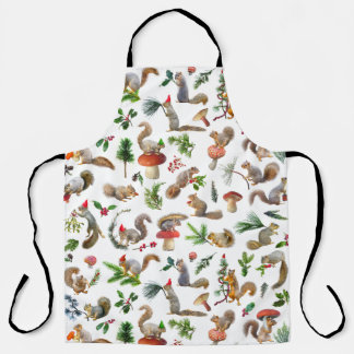Squirrels Red and Green Apron