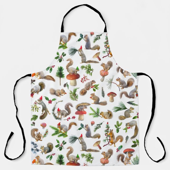 Squirrels Red and Green Apron (Front)