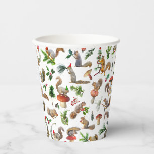Squirrels Red and Green Paper Cups