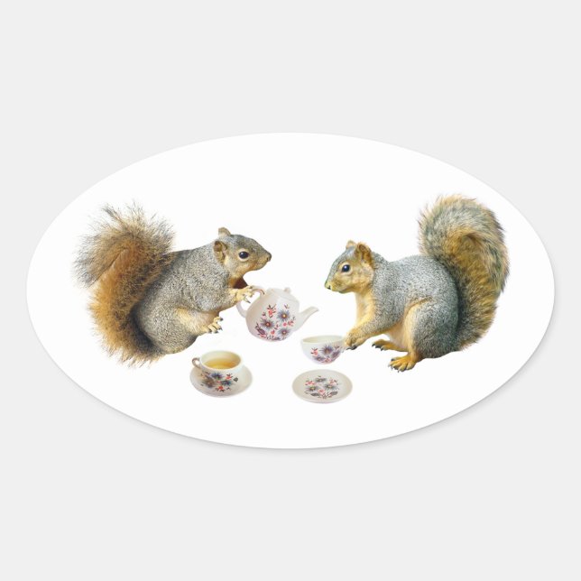 Squirrels Tea Party Sticker (Front)