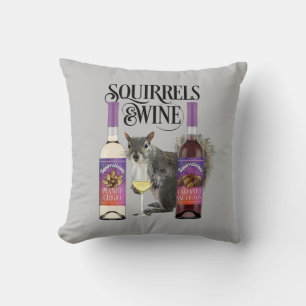 Squirrels & Wine - Funny Squirrel Lover and Wine D Cushion