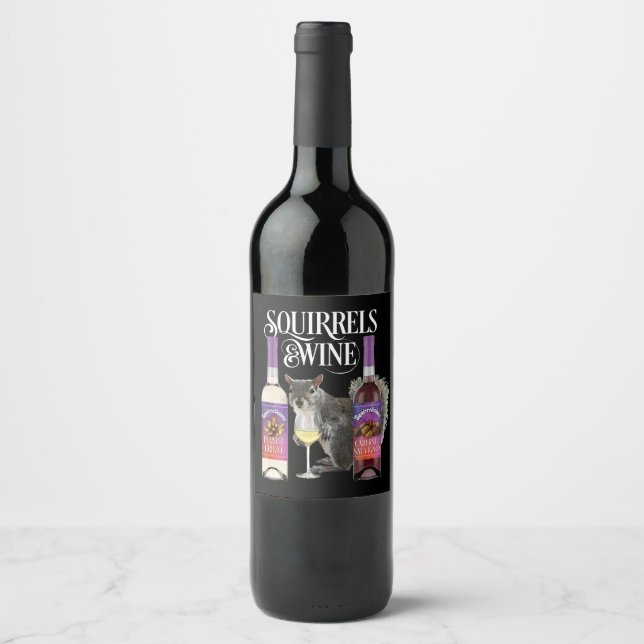 Squirrels & Wine - Funny Squirrel Lover and Wine D Wine Label (Front)
