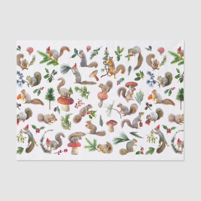Squirrels with Red and Green Tissue Paper (Front)