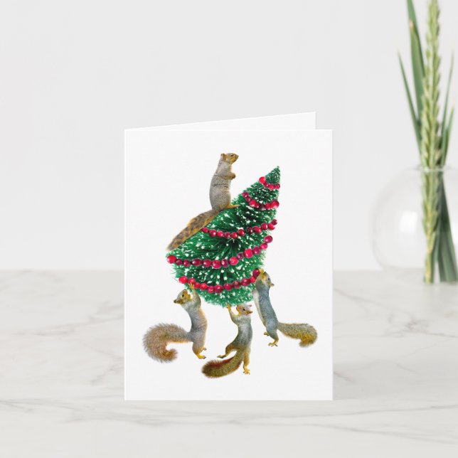 Squirrels with Tree Christmas Card (Front)