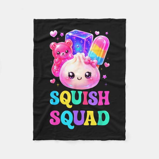 Squish squad cute kawaii dumpling rainbow candy fleece blanket (Front)