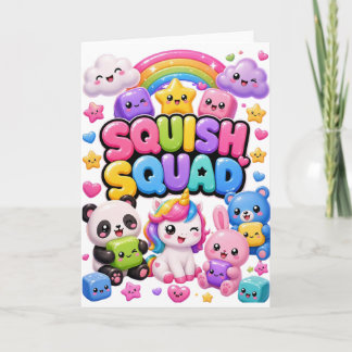 Squish Squad Sparkly Rainbow Panda Unicorn Cute Card