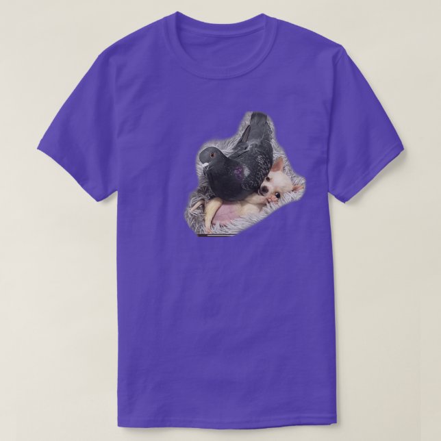 Squished a dog and pigeon T-Shirt (Design Front)