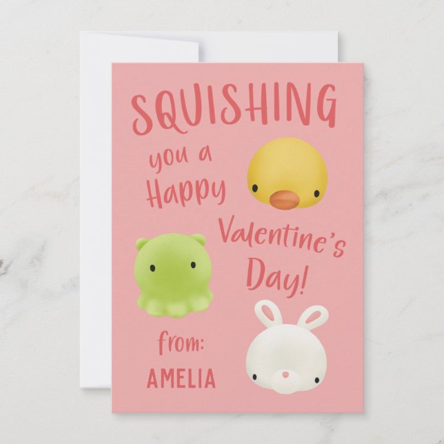 Squishies Kids Classroom Valentine Card (Front)