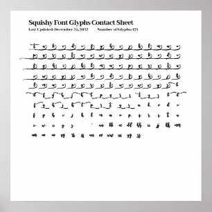 Squishy Font Glyphs Contact Sheet Poster