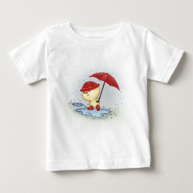 Squishy Littlekins in the Rain Baby T-Shirt (Front)
