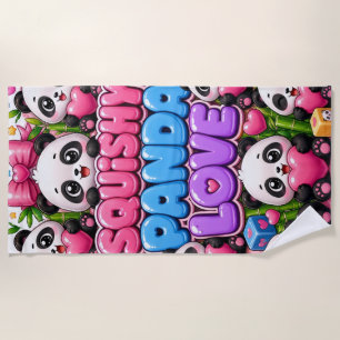 Squishy Panda Love Cute Kawaii Wrapping Paper Beach Towel