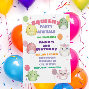 Squishy Party Animal Birthday Invitation