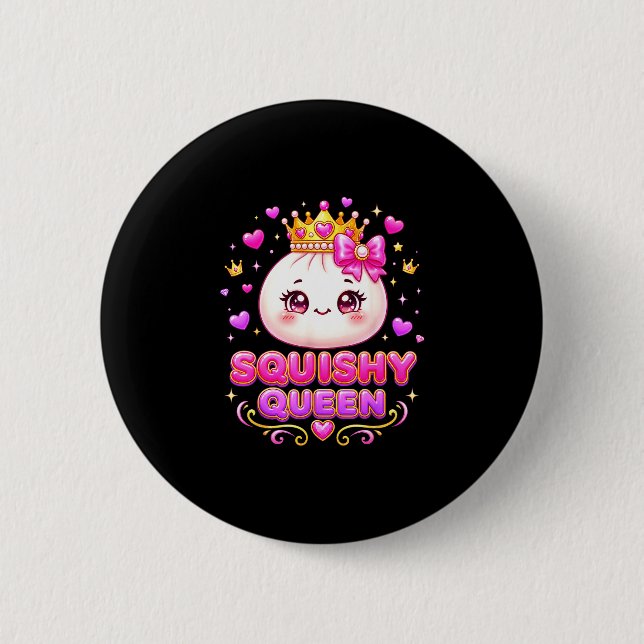 Squishy queen dumpling kawaii pastel anime 6 cm round badge (Front)