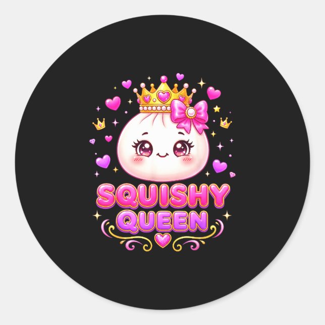 Squishy queen dumpling kawaii pastel anime classic round sticker (Front)