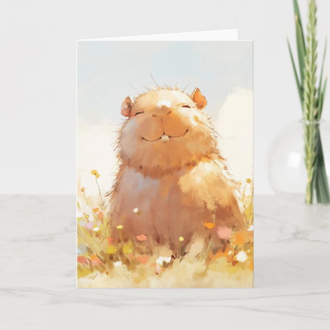Squishy Relaxed Capybara Card (Front)