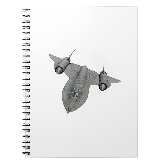 SR71 Blackbird Black and White Illustration Notebook (Front)