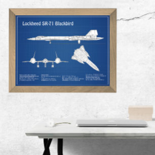 SR-71 Blackbird - Aeroplane Blueprint Plans ABD Photo Print