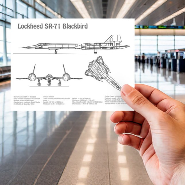 SR-71 Blackbird - Aeroplane Blueprint Plans BD Postcard (Creator Uploaded)
