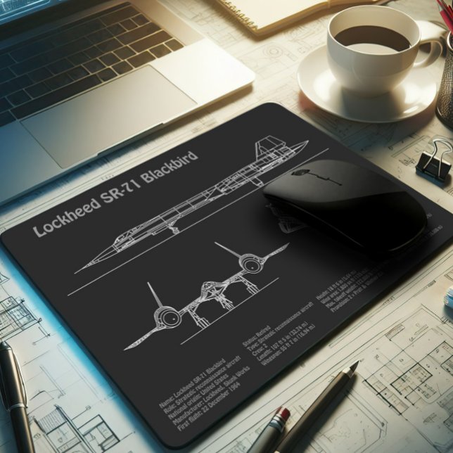 SR-71 Blackbird - Aeroplane Blueprint Plans PD Mouse Pad (Creator Uploaded)