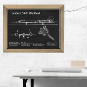SR-71 Blackbird - Aeroplane Blueprint Plans PD Photo Print