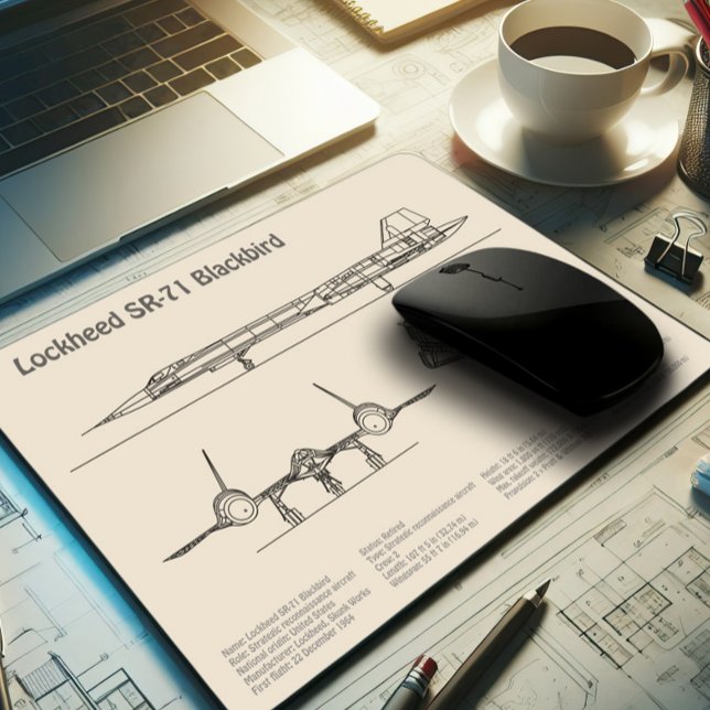 SR-71 Blackbird - Aeroplane Blueprint Plans SD Mouse Pad (Creator Uploaded)