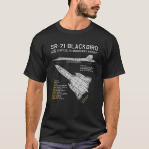 SR-71 Blackbird Aircraft Spy Plane Blueprint Data T-Shirt